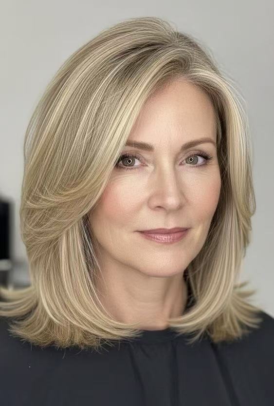 Layered Lob with Face-Framing Layers