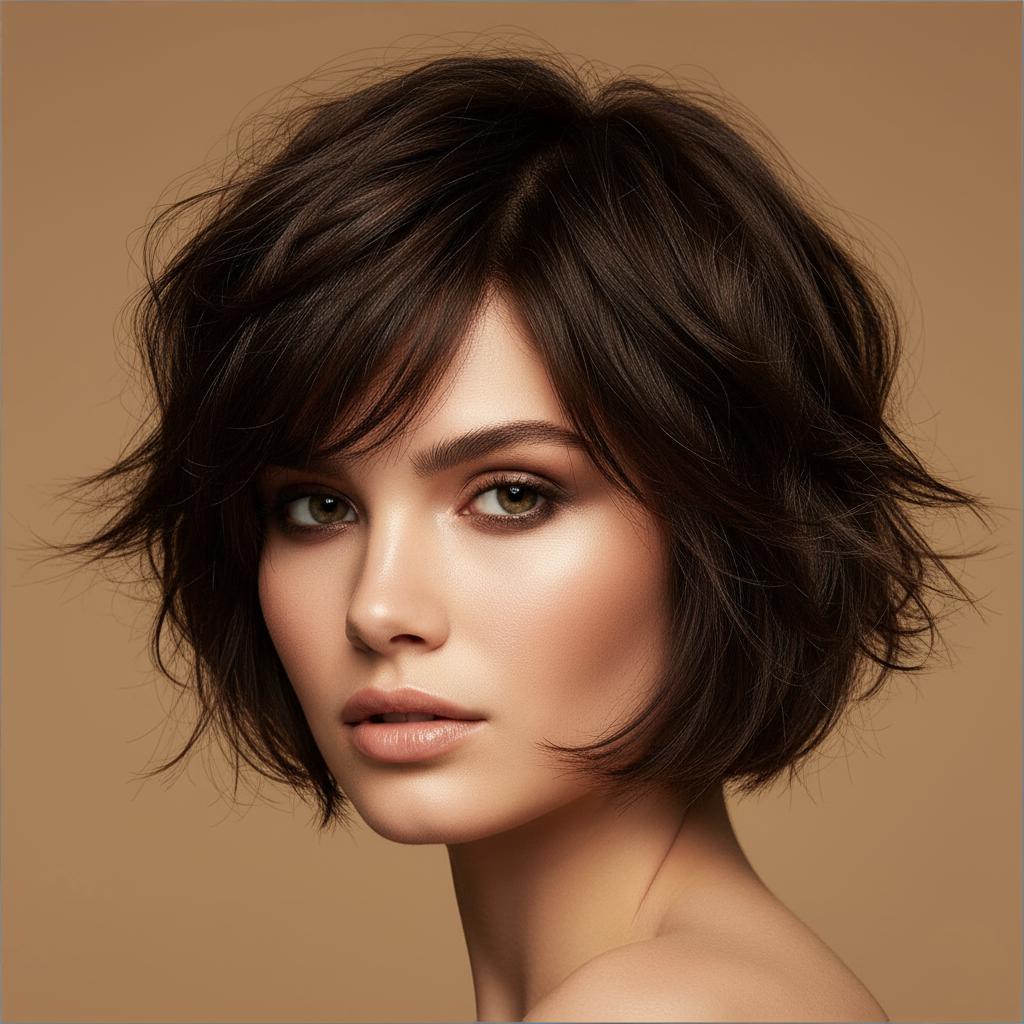 Textured Bixie cut for diamond face shape