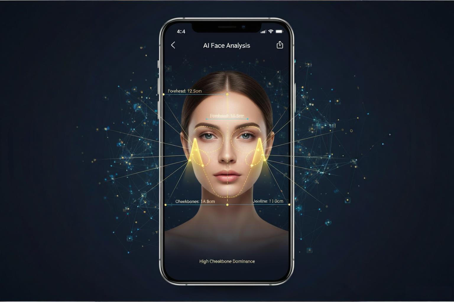 AI Hair Studio neural mapping interface detecting facial features
