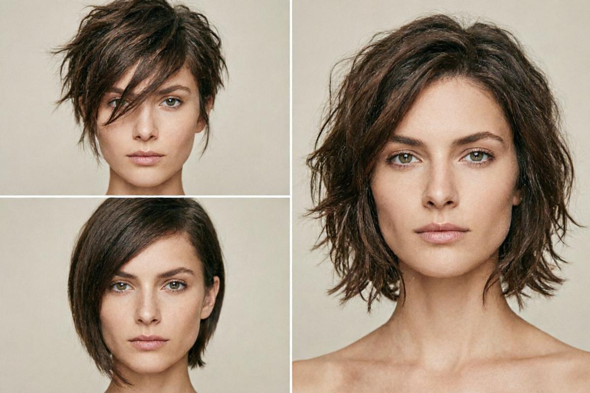 Short hairstyles for heart-shaped faces including pixie cuts and bobs