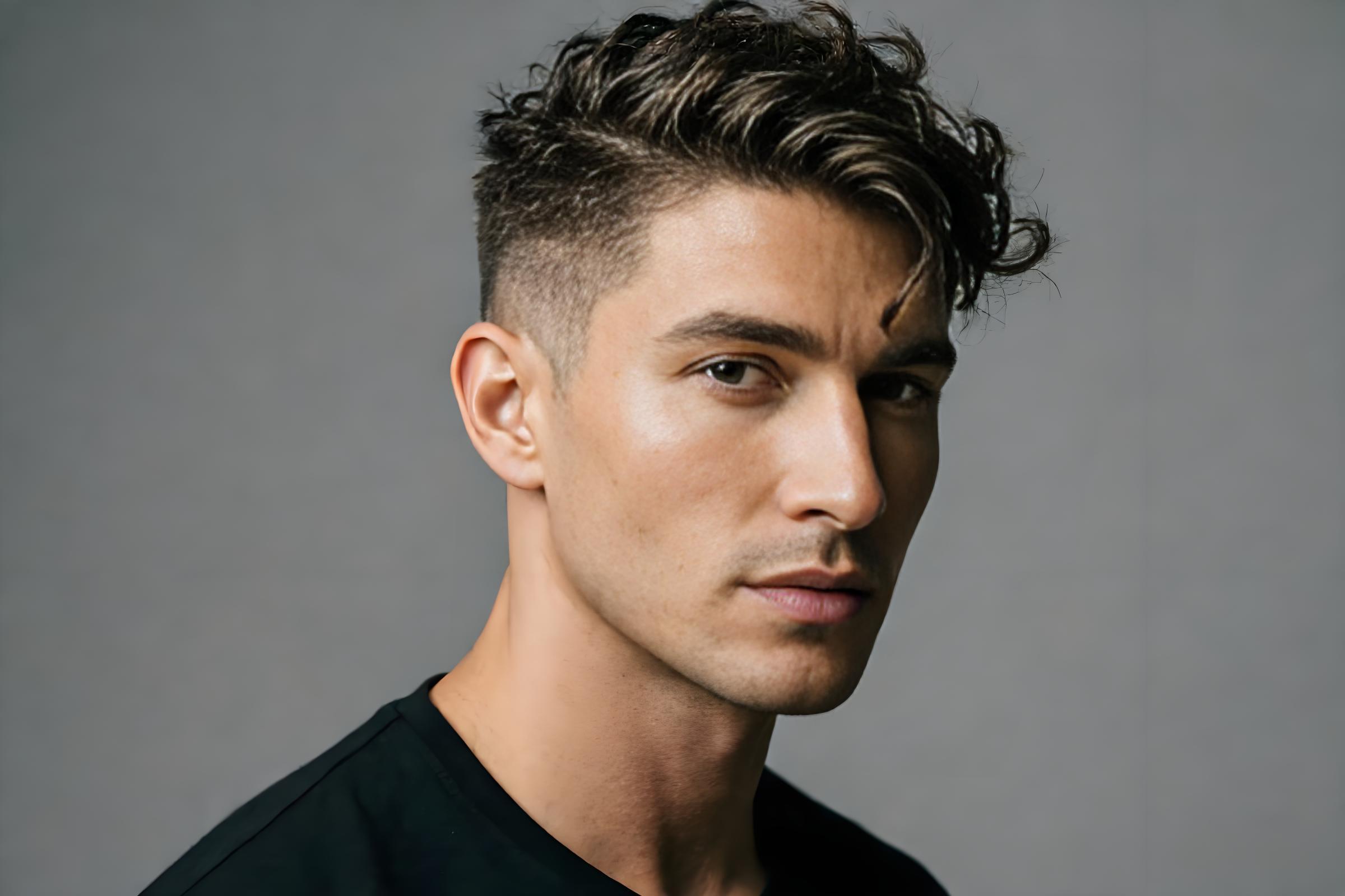 Oval face man with modern fade and textured top