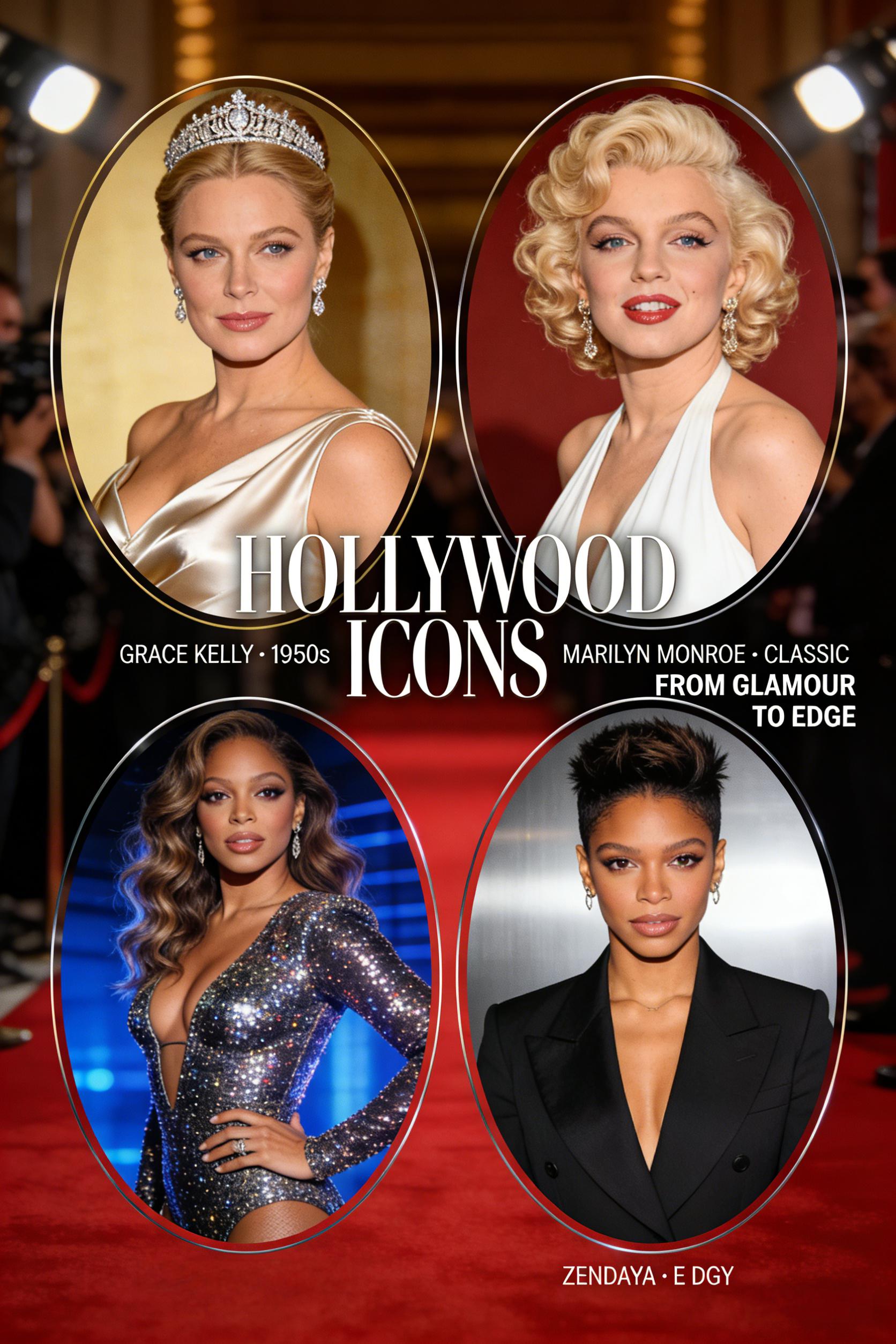 Comparison showing oval face celebrities with different hairstyles demonstrating versatility