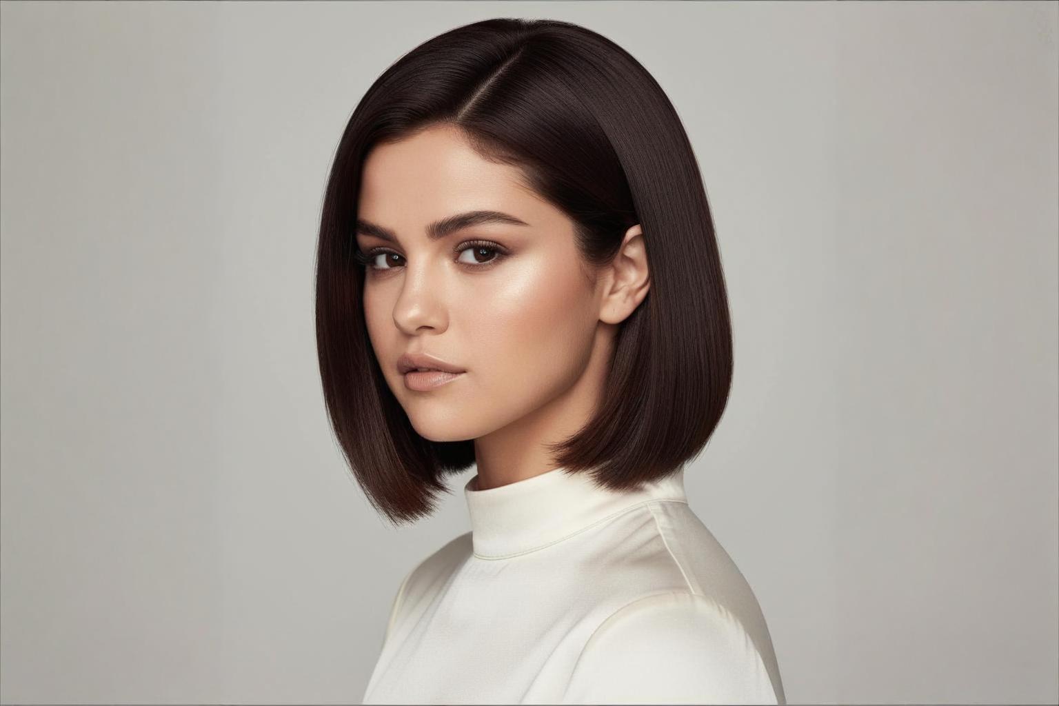 Long Italian Bob collarbone length for round face