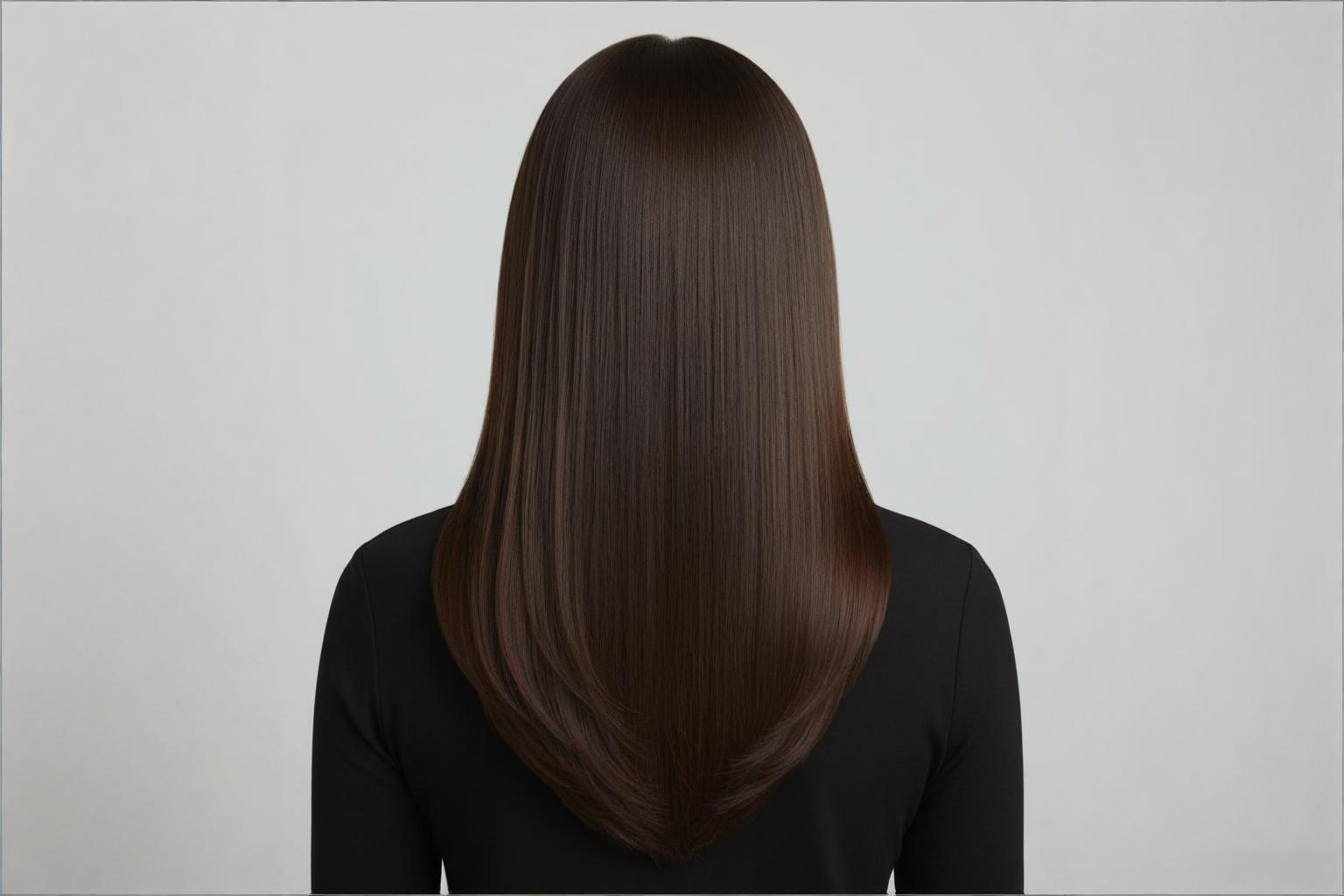 V shape long haircut for slimming round face