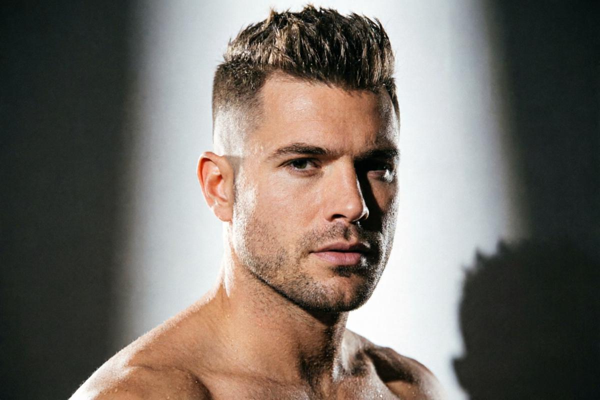 Men high top fade pompadour for round face