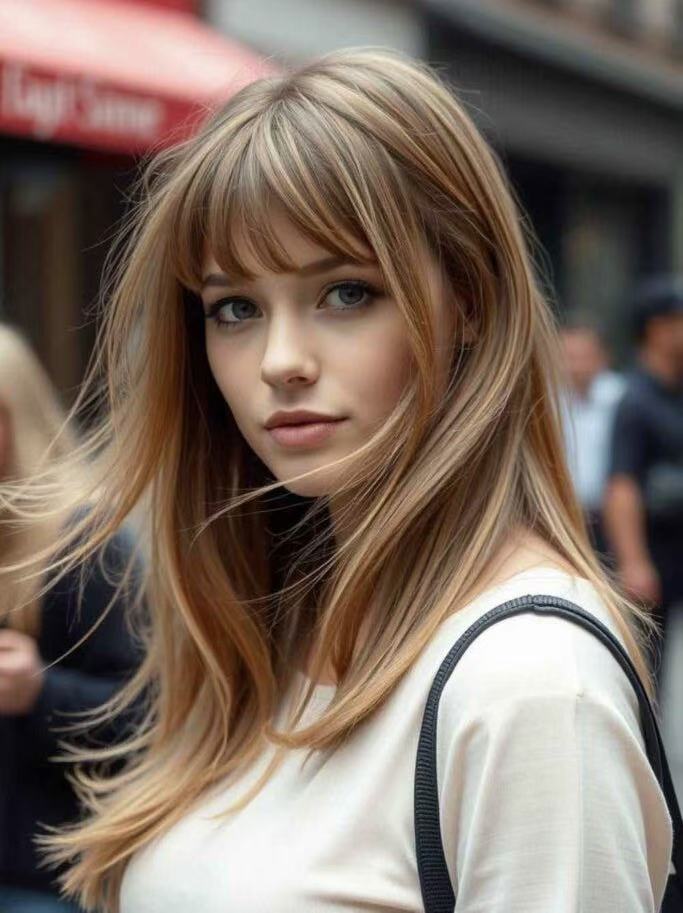 Long Layers with Side Bangs