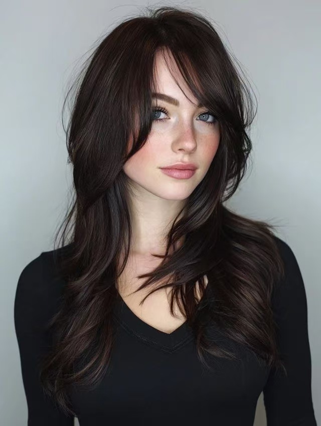 Deep Side Part Bangs