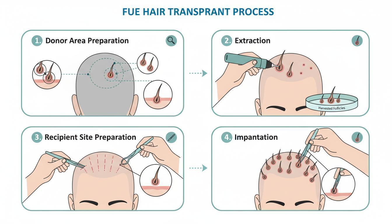 FUE Hair Transplant Procedure Diagram