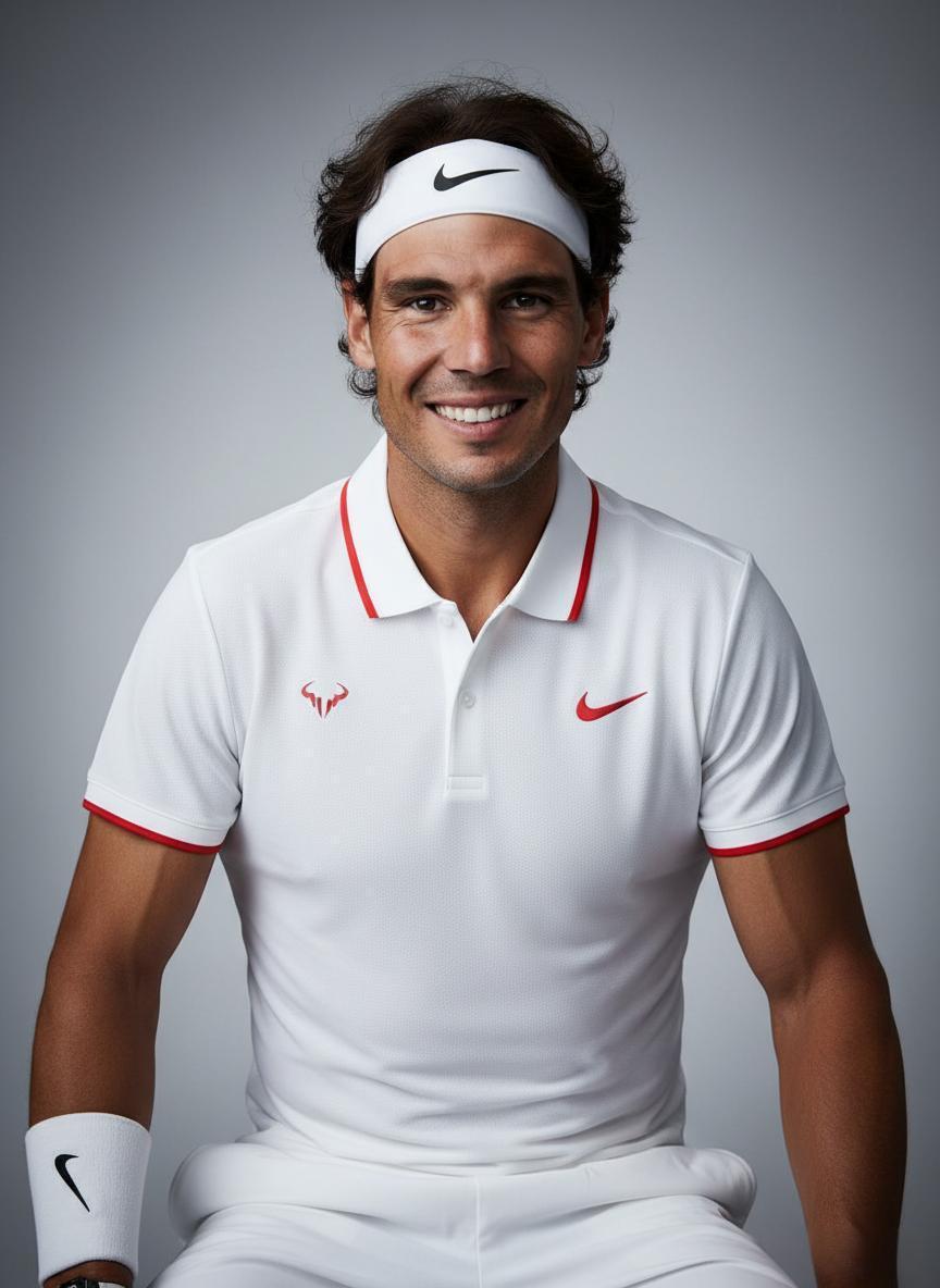 Rafael Nadal in 2017 with restored hair after transplant