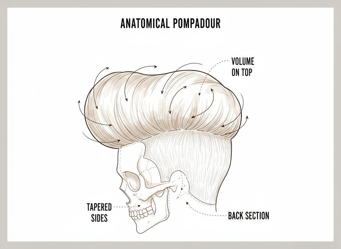 Anatomical breakdown of Pompadour hairstyle