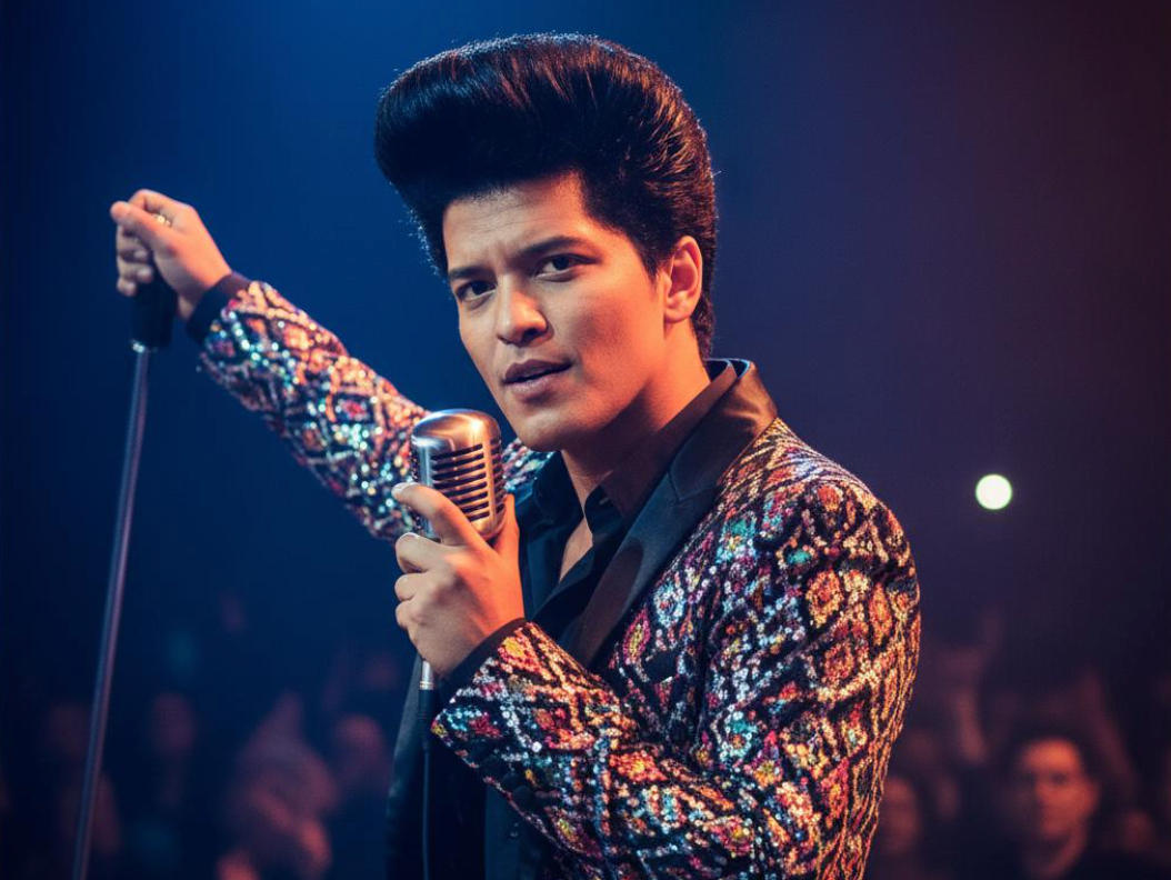 Bruno Mars with vintage-inspired Pompadour