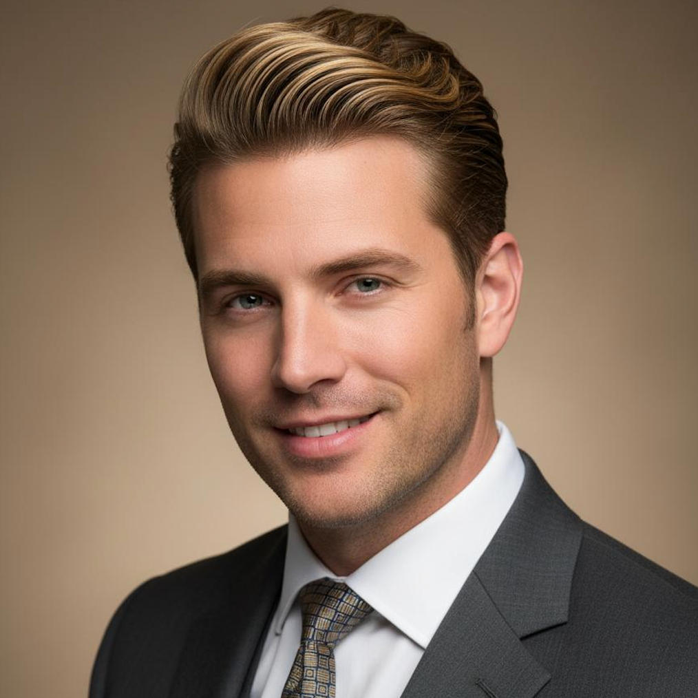 The Classic Pompadour - timeless elegance with modern precision Classic Pompadour hairstyle with sleek volume and tapered sides