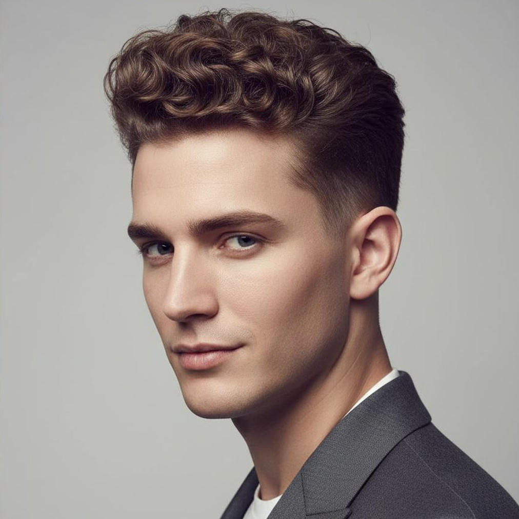 Curly Pompadour - celebrating natural texture with style Curly Pompadour embracing natural texture and volume